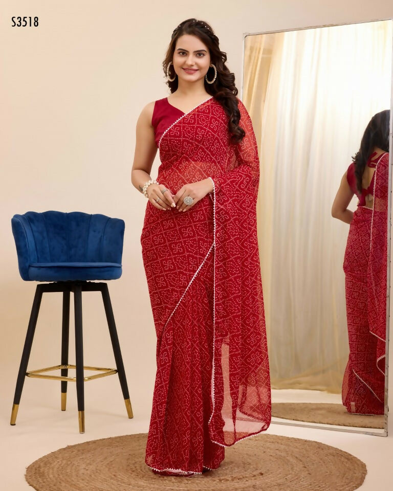 Maroon Georgette Designer Printed Ready To Wear Saree - Ibiza | Swadesiicart