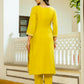The52 Yellow Women's Beautiful Embroidered Viscose Shimmer Fabric with Straight Kurta, Pant and Dupatta Set - Swadesiicart