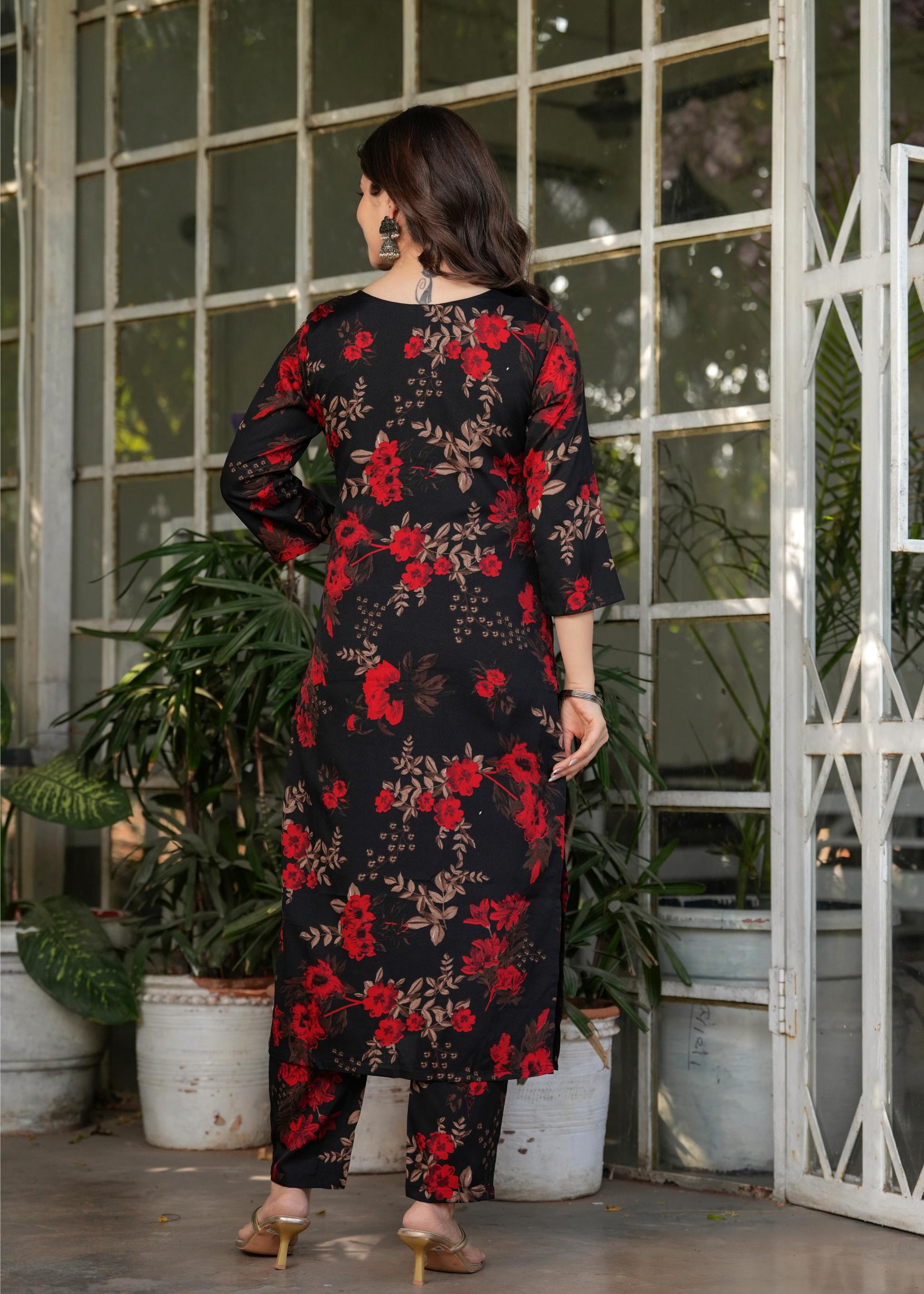 The52 Women's Printed Silk Blend Fabric Straight Kurta, Pant and Dupatta Set - Swadesiicart