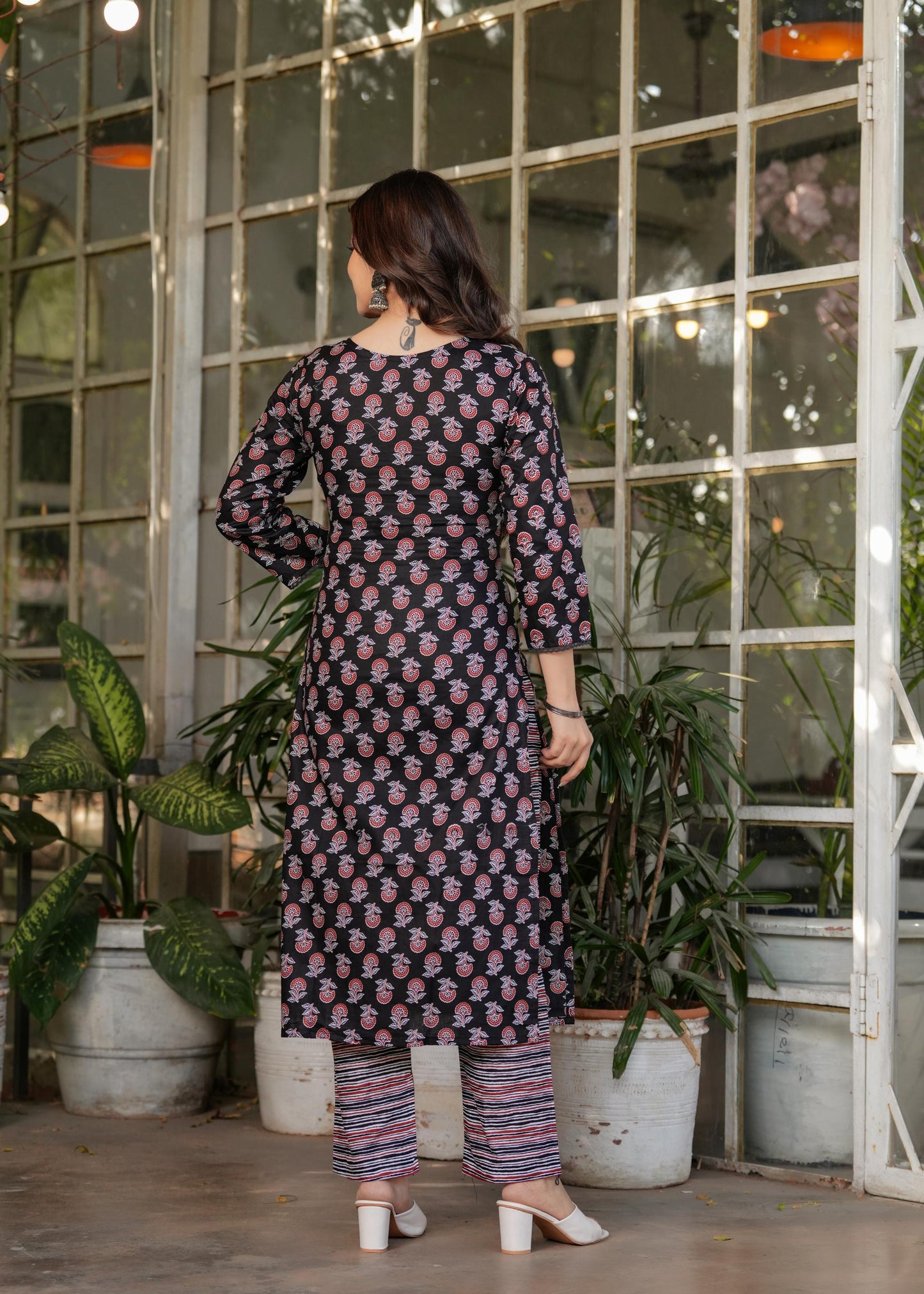 The52 Women's Printed Pure Cotton Fabric Straight Kurta, Pant and Dupatta Set - Swadesiicart
