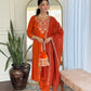 The52 Women's Beautiful Viscose Chinon Embroidered Straight Kurta with Pant And Dupatta Set - Swadesiicart