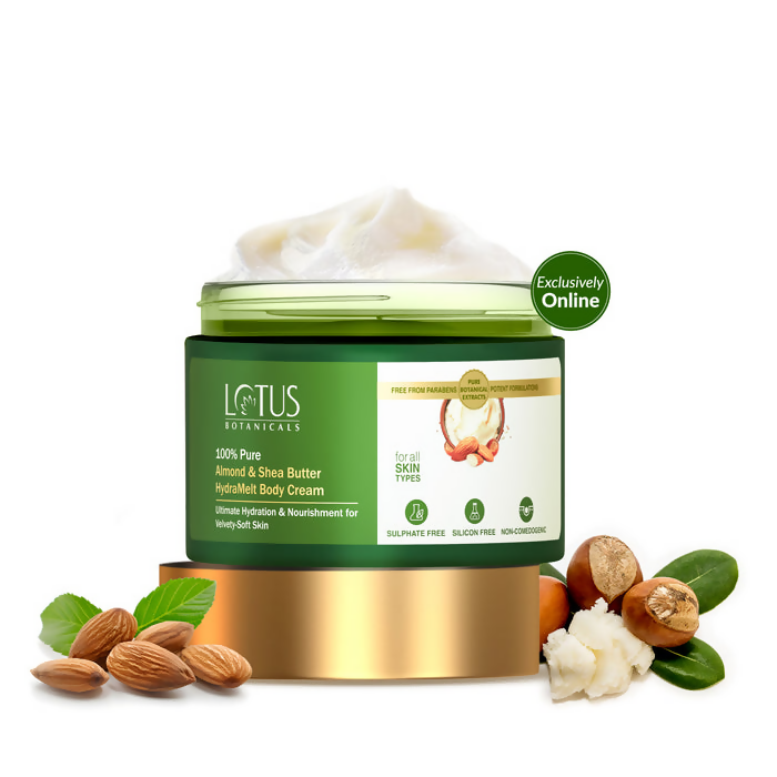 Lotus Botanicals 100% Pure Almond & Shea Butter HydraMelt Body Cream | Swadesiicart