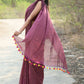 Very Much Indian Designer Pure Cotton Saree With All Over Linear Stripes - Maroon | Swadesiicart