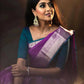 DEIANA'S Beautiful Designer Golden zari Soft Lichi Silk Saree - Purple - Swadesiicart