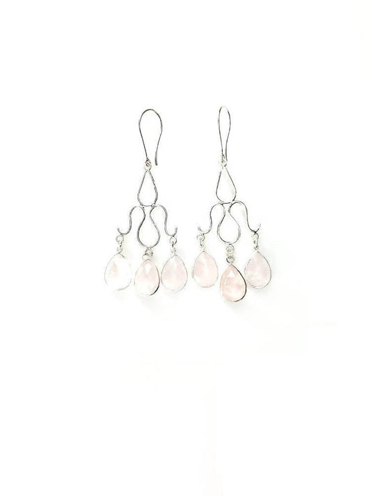 Bling Accessories Rose Quartz Semi Precious Stone Earrings | Swadesiicart