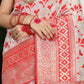 Shree Shyam Fashion Linen Cotton Red & White Saree