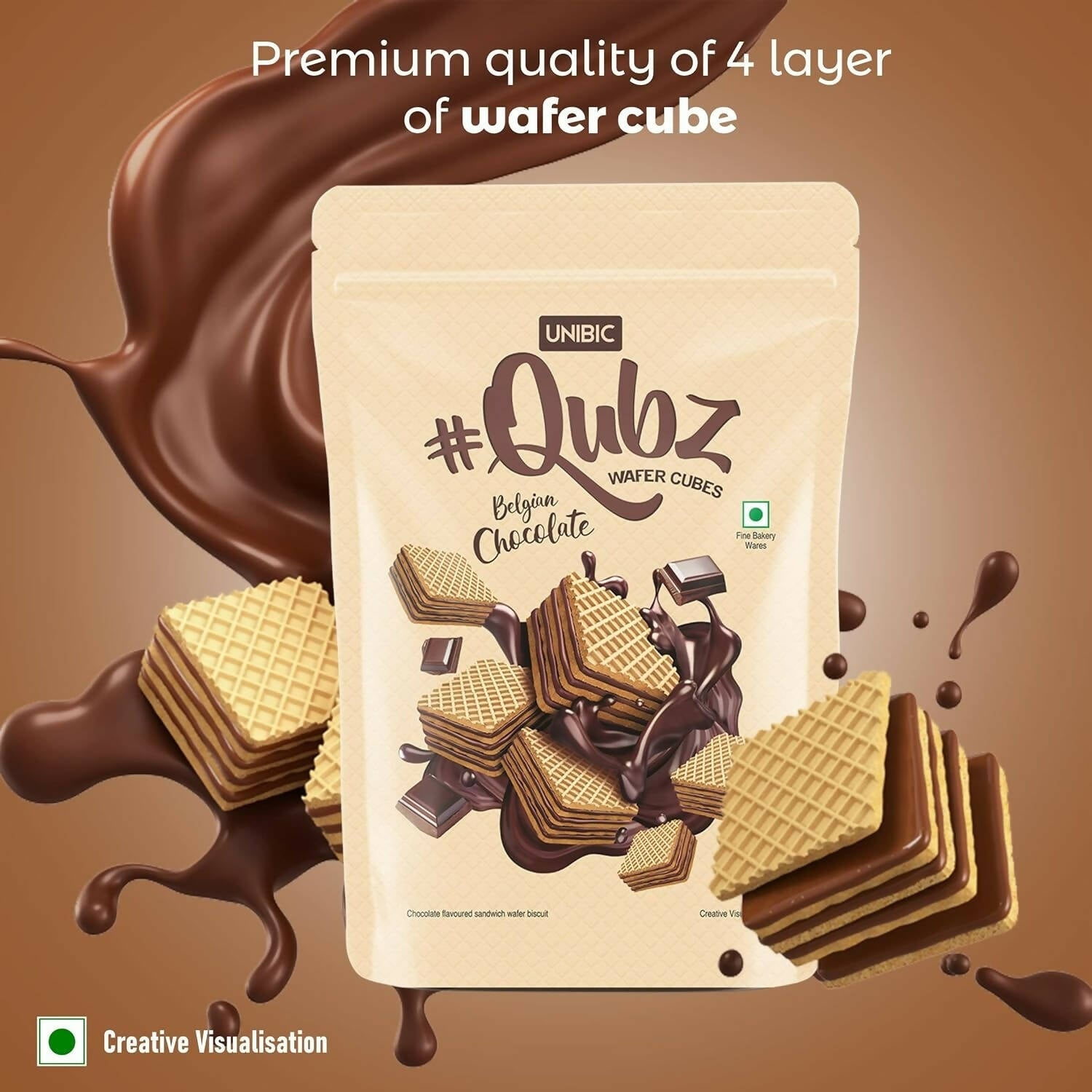 Unibic Qubz Wafer Biscuits Chocolate Flavour - Swadesiicart
