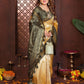 Aastha Fashion Cream Tissue Silk Woven Saree