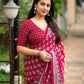Rani Poly Georgette Ajrak Saree with Unstitched Blouse - Hiral Fashion | Swadesiicart