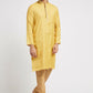 Ethnic India Yellow Men's Kurta Woven Design Polyester | Swadesiicart