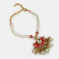 NVR Women & Men Set of 2 Pink Lotus Shape Kundan-Studded & Beaded Handcrafted Wraparound Rakhi Set With Roli Chawal | Swadesiicart