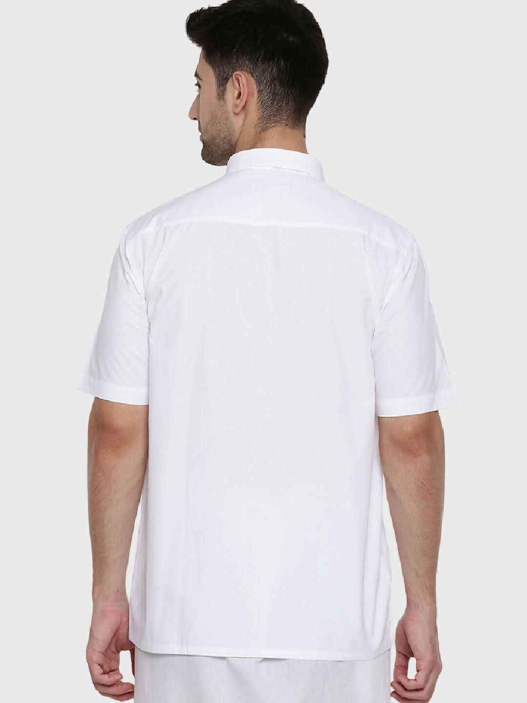Ramraj Cotton Mens Half Sleeve Formal Poly Cotton White Shirt | Swadesiicart
