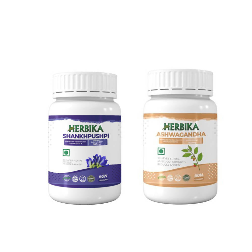 Herbika Ashwagandha + Shankhpushpi Capsules | Swadesiicart