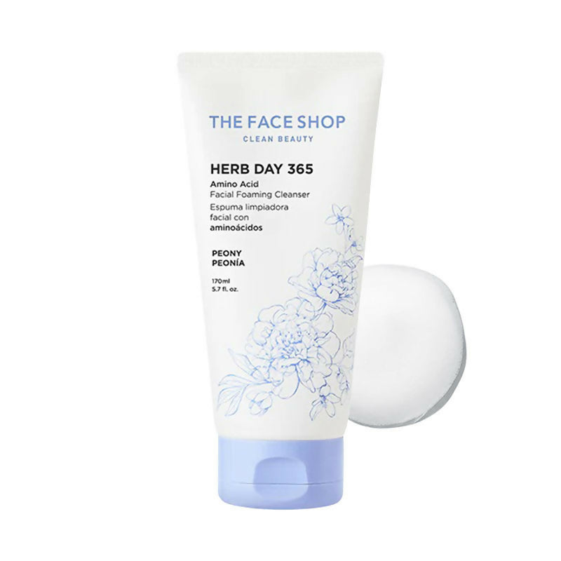 The Face Shop Herb Day Amino Acid Face Wash, Gentle Cleanser that Exfoliates & Brighten Skin - Korean Skincare | Swadesiicart