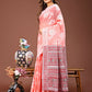 Shree Shyam Fashion Anaya Peach Linen Cotton Saree