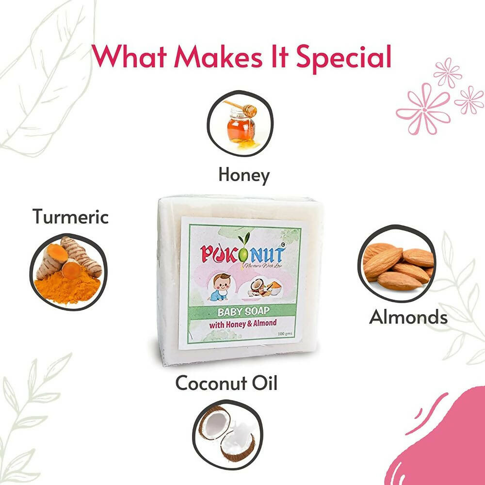 Pokonut Baby Soap With Honey & Almond - Swadesiicart