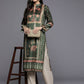 Ahalyaa Women Green & Pink Ethnic Motifs Printed Gotta Patti Velvet Kurta | Swadesiicart