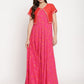 Ahalyaa Pink Crepe Orange khari Print Kurta with Jacket | Swadesiicart