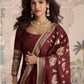 Anaita Maroon Vichitra Silk Anarkali Suit with Embroidery Sequins