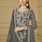 Stone Grey Embroidered Georgette Gharara Style Suit - Emponline | Swadesiicart