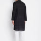 Even Apparels Pure Cotton Men's Kurta in Black Color With Band Collar | Swadesiicart