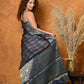 Very Much Indian Modal Silk Ajrakh Handblock Printed Natural Dyes With Designer Border Saree - Black | Swadesiicart