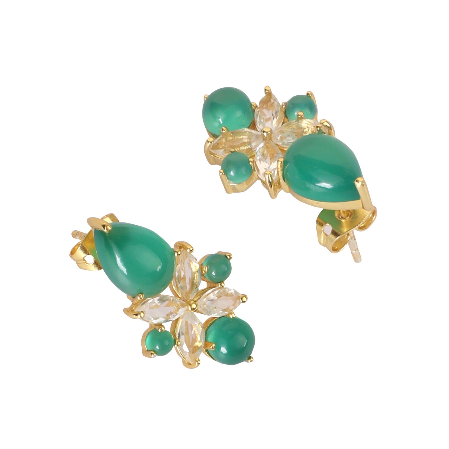Nuyug 18k Gold Plated Floral Diamond Glow Earrings | Swadesiicart