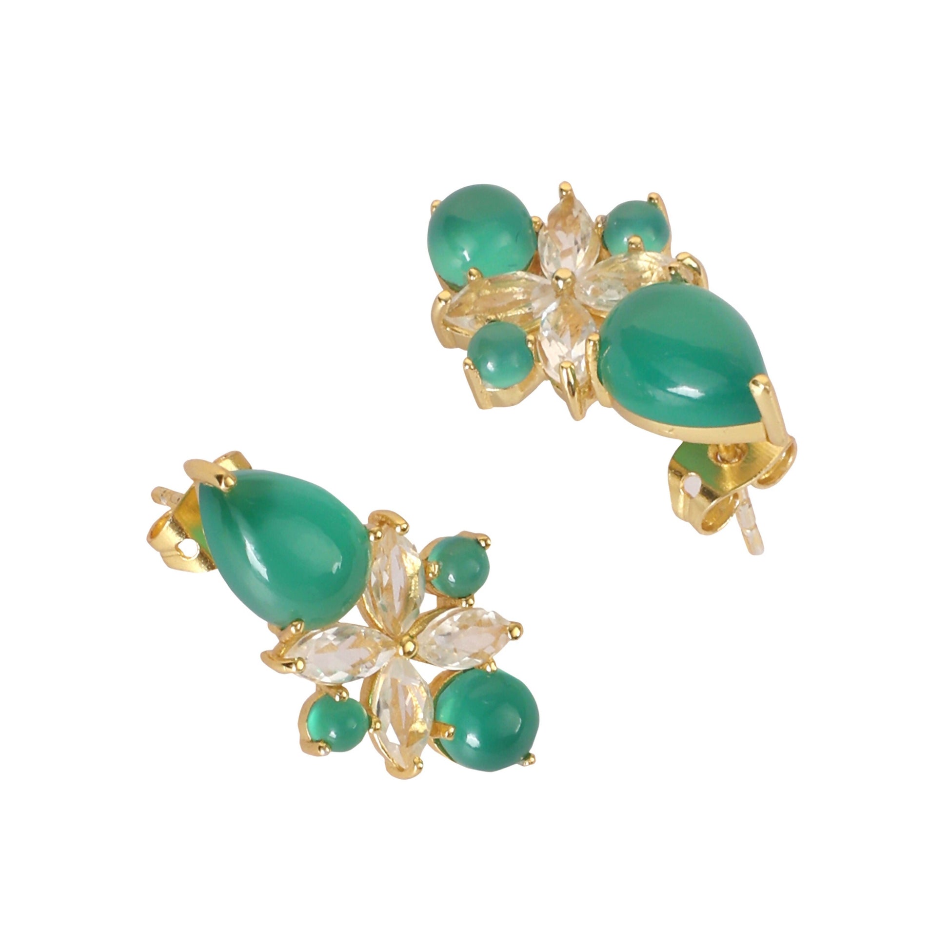 Nuyug 18k Gold Plated Floral Diamond Glow Earrings | Swadesiicart