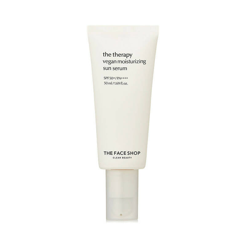 The Face Shop The Therapy Vegan Moisturizing Sun Serum SPF 50+ - Korean Skincare | Swadesiicart