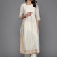 Ahalyaa Women Printed Pleated Kurta with Trousers - Off White Color | Swadesiicart