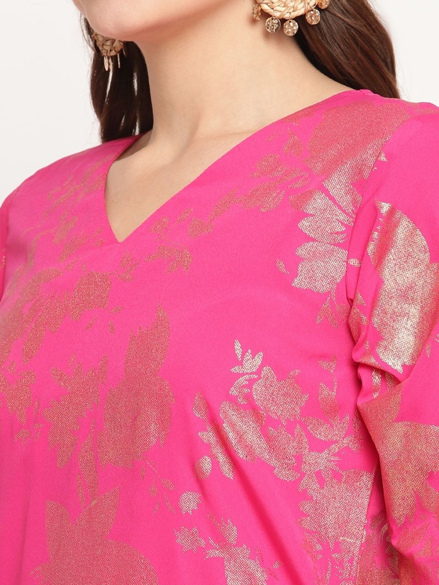 Ahalyaa Dark Pink Crepe Printed Salwar Suit Sets With Dupatta | Swadesiicart