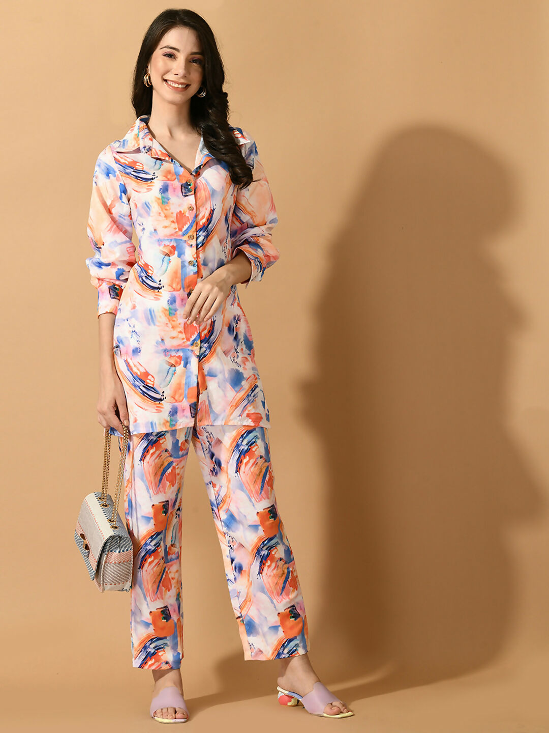 Myshka Women's Multi Printed Shirt With Trousers - Swadesiicart