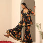 Pomcha Jaipur Black Gul Narangi Sharara Set | Swadesiicart