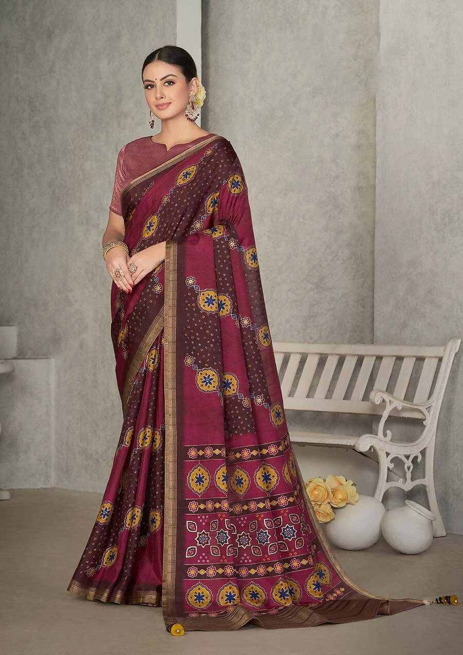 Maroon Rangkat Tussar Silk Woven Design Saree with Unstitched Blouse - Mohmanthan Eshani | Swadesiicart