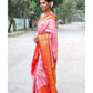 DEIANA'S Beautiful Designer Golden zari Soft Lichi Silk Saree - Peach - Swadesiicart