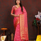 Lorenvalley Fashion Magenta Organza Silk Woven Design with Rich Meenakari Weaving Pallu Saree - Swadesiicart