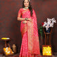 Lorenvalley Fashion Magenta Organza Silk Woven Design with Rich Meenakari Weaving Pallu Saree - Swadesiicart