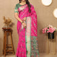 Lorenvalley Fashion Magenta Patola Silk Woven Design with Zari Meenakari Weaving motifs Pallu Saree - Swadesiicart