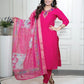 Lorenvalley Fashion Magenta Roman Silk Hand Work Kurta Pant with Dupatta - Swadesiicart