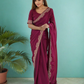 Lorenvalley Fashion Dark Magenta Rangoli Silk with Coding Lace Work Saree with Blouse - Swadesiicart