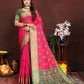 Lorenvalley Fashion Magenta Patola Silk Woven Design with Zari Meenakari Weaving motifs Pallu Saree - Swadesiicart