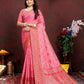 Lorenvalley Fashion Magenta Organza Silk Woven Design with Rich Meenakari Weaving Pallu Saree - Swadesiicart