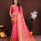 Lorenvalley Fashion Magenta Organza Silk Woven Design with Rich Meenakari Weaving Pallu Saree - Swadesiicart
