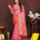 Lorenvalley Fashion Magenta Organza Silk Woven Design with Rich Meenakari Weaving Pallu Saree - Swadesiicart