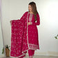 Lorenvalley Magenta Rangoli Silk Embroidery Sequence and Jari Work Kurta Trousers with Dupatta Set | Swadesiicart