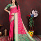 Lorenvalley Fashion Magenta Patola Silk Woven Design with Zari Meenakari Weaving motifs Pallu Saree - Swadesiicart