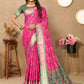 Lorenvalley Fashion Magenta Patola Silk Woven Design with Zari Meenakari Weaving motifs Pallu Saree - Swadesiicart