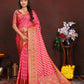 Lorenvalley Fashion Magenta Organza Silk Woven Design with Rich Meenakari Weaving Pallu Saree - Swadesiicart