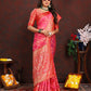 Lorenvalley Fashion Magenta Organza Silk Woven Design with Rich Meenakari Weaving Pallu Saree - Swadesiicart