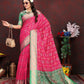 Lorenvalley Fashion Magenta Patola Silk Woven Design with Zari Meenakari Weaving motifs Pallu Saree - Swadesiicart